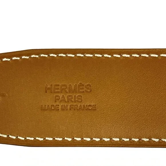 HERMES H Belt - Brown Light Pink Bordeaux Leather Hardware Square M Belt